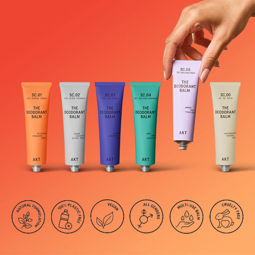 AKT The Deodorant Balm, all five scented editions