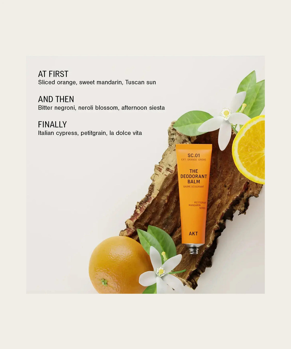 AKT SC.01 Orange Grove scent notes: orange, mandarin, neroli, cypress, petitgrain