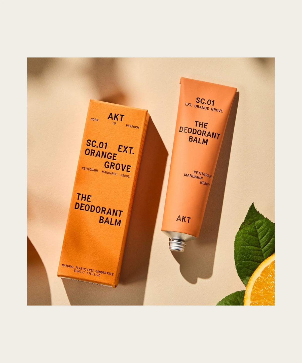 AKT SC.01 Orange Grove tube and box with orange leaves