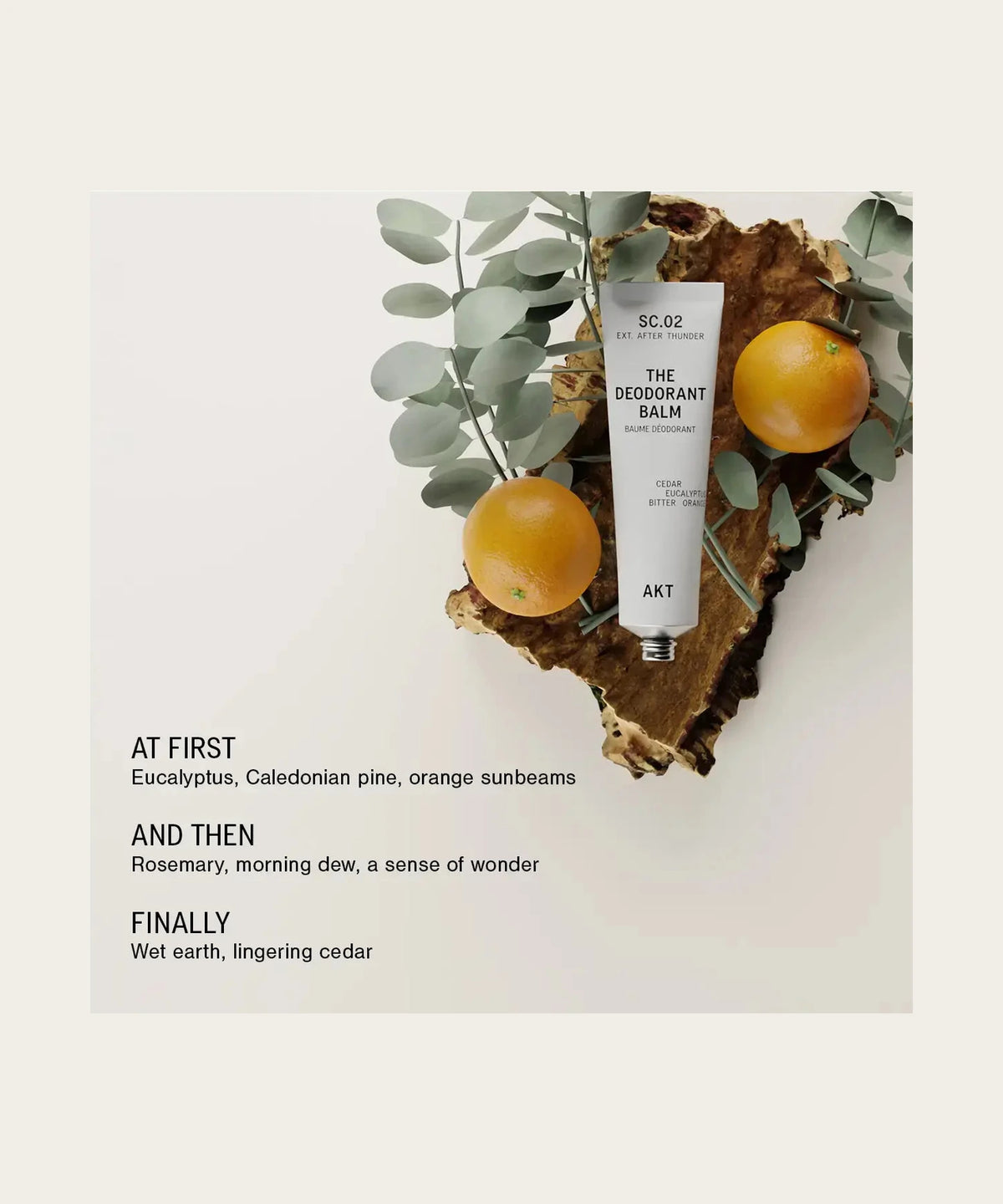 AKT SC.02 After Thunder scent notes: eucalyptus, pine, orange, rosemary, cedar