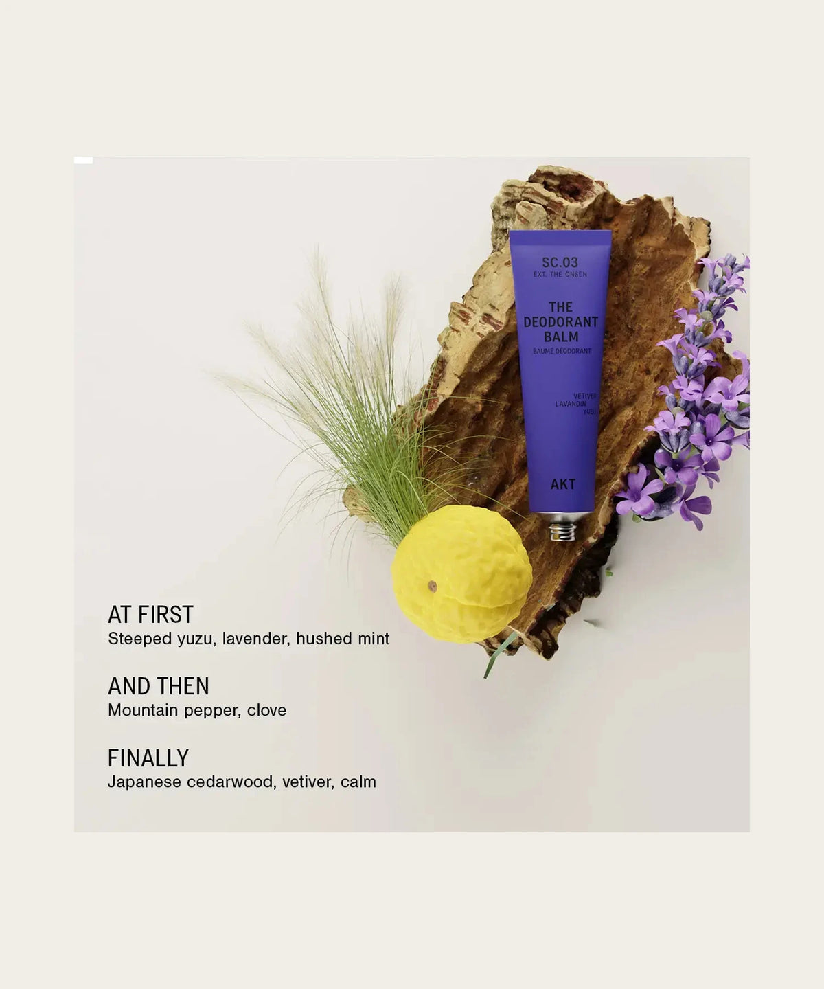 AKT SC.03 The Onsen scent notes: yuzu, lavender, mint, mountain pepper, cedarwood, vetiver