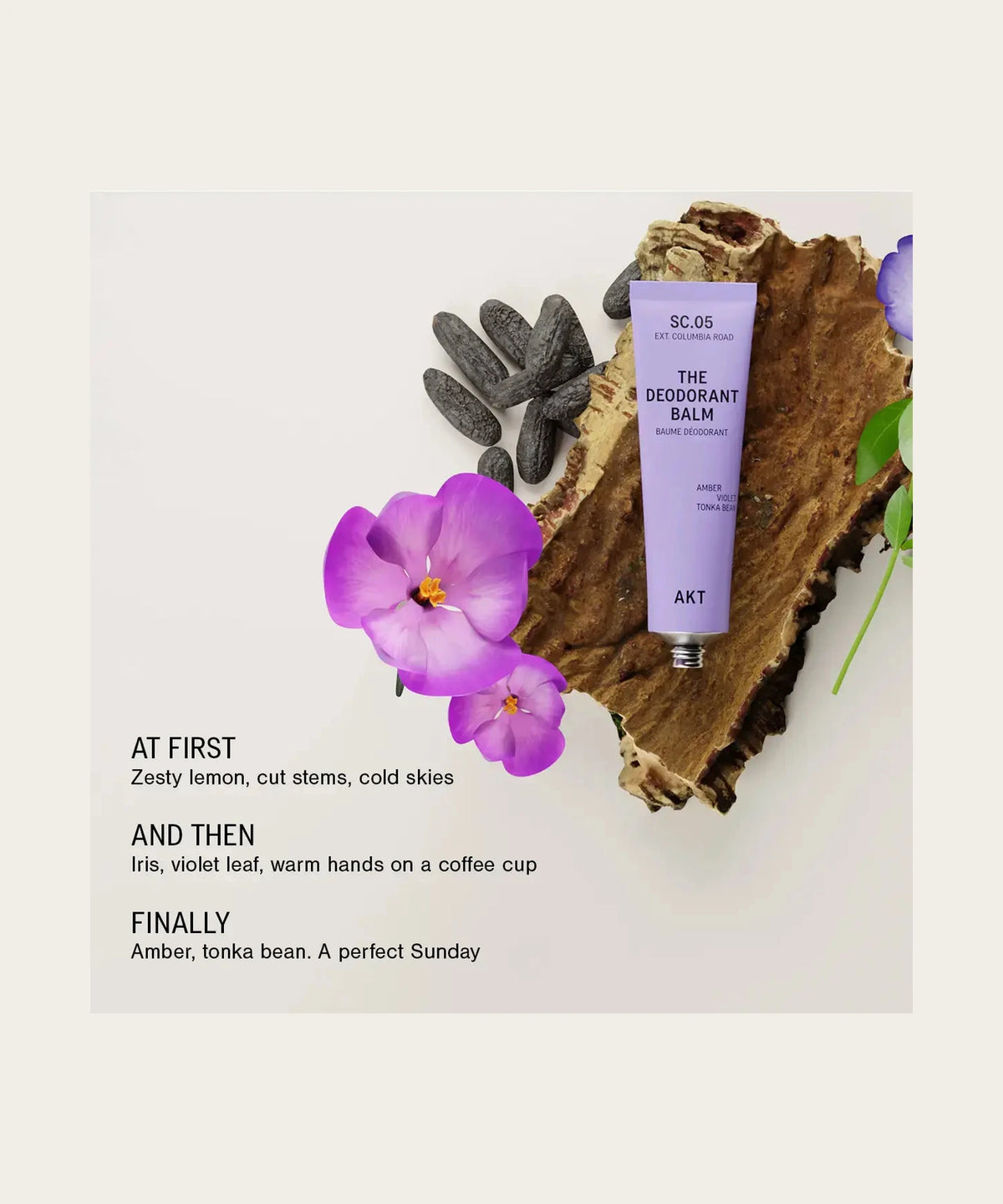 AKT SC.05 Columbia Road scent notes: lemon, iris, violet leaf, amber, tonka bean