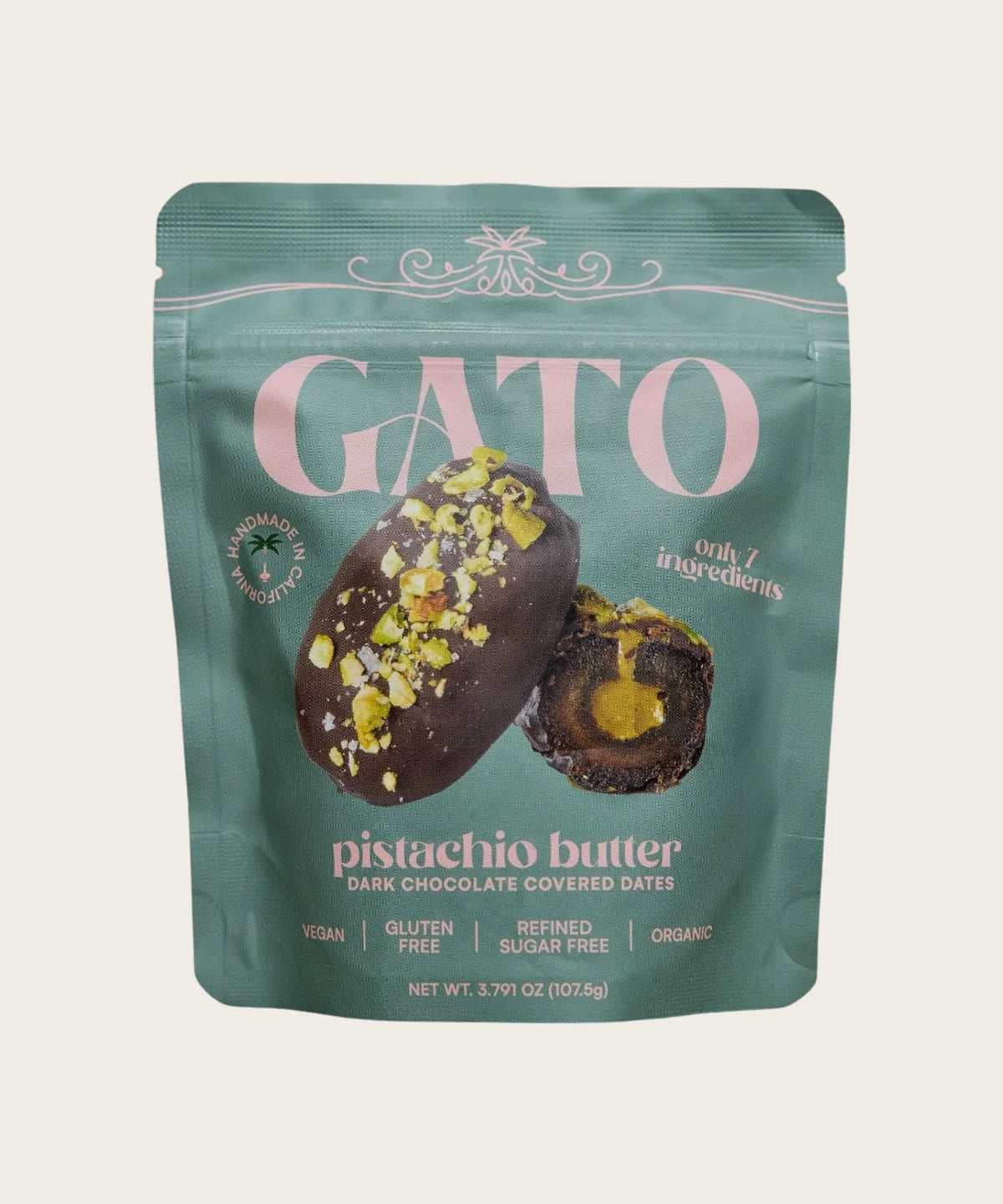 GATO Pistachio Butter Chocolate Covered Dates