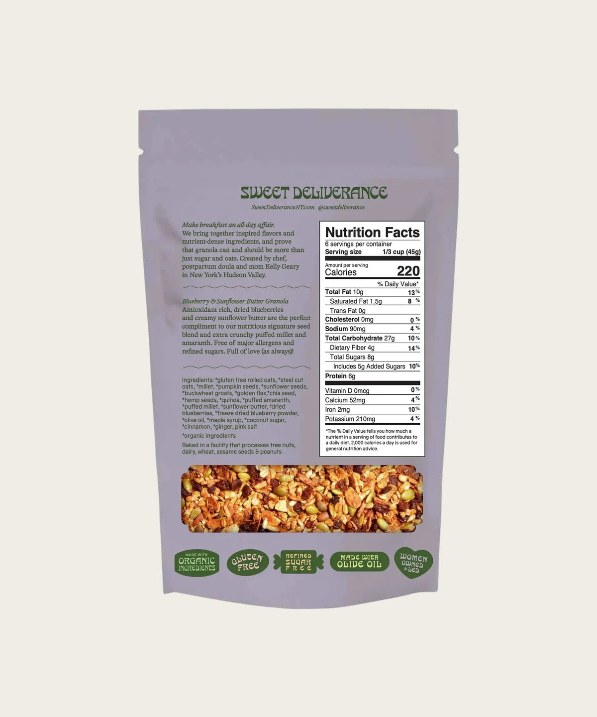 SWEET DELIVERANCE Blueberry & Sunflower Butter Granola