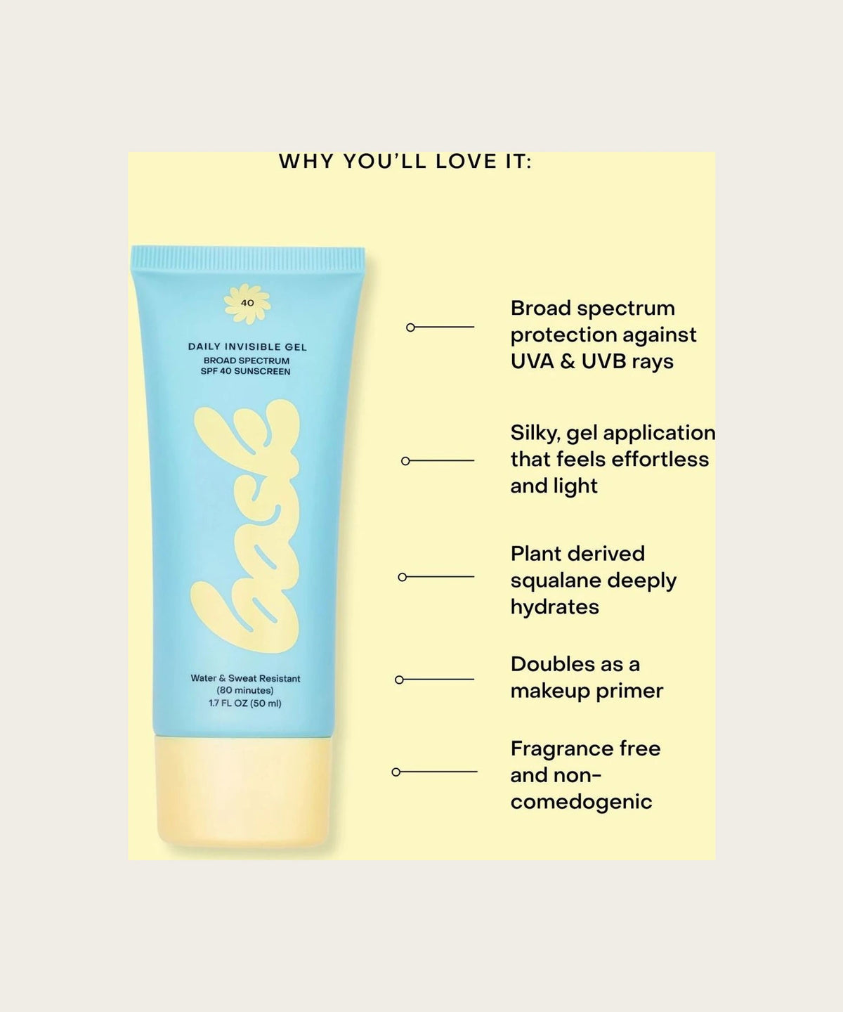 BASK Spf 40 Invisible Gel Face Sunscreen