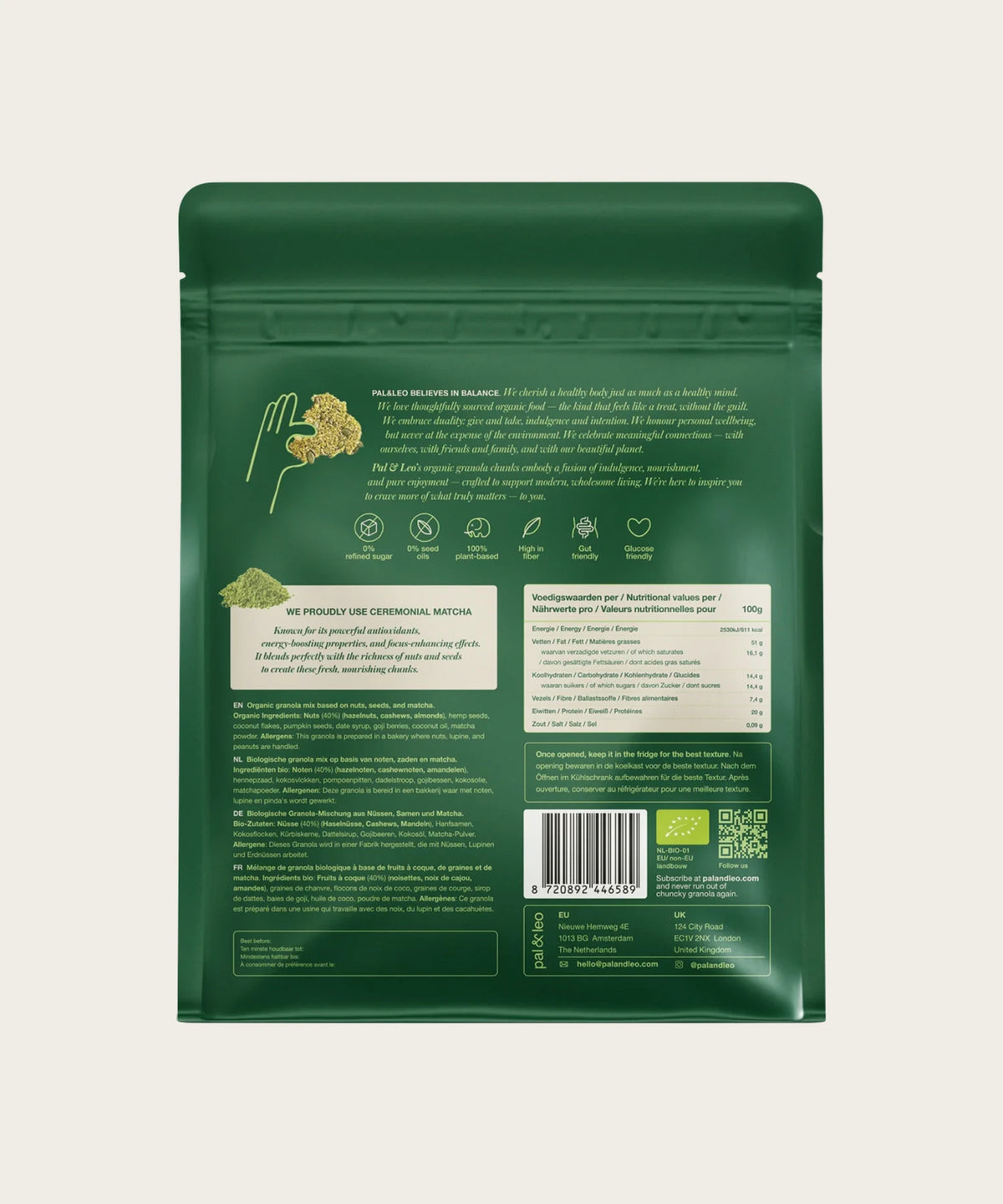 PAL & LEO Organic Granola Chunks - Matcha