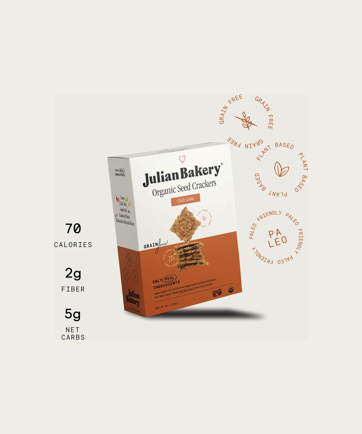 JULIAN BAKERY Organic Seed Crackers - Chili Lime