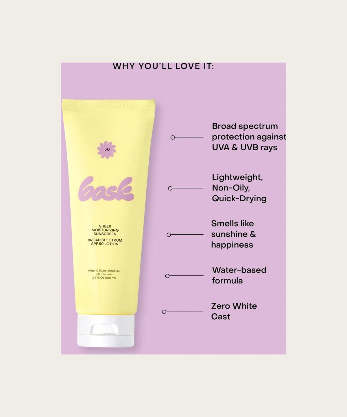 BASK Spf 50 Sheer Moisturizing Lotion