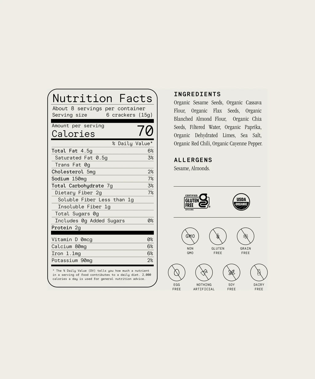 JULIAN BAKERY Organic Seed Crackers - Chili Lime