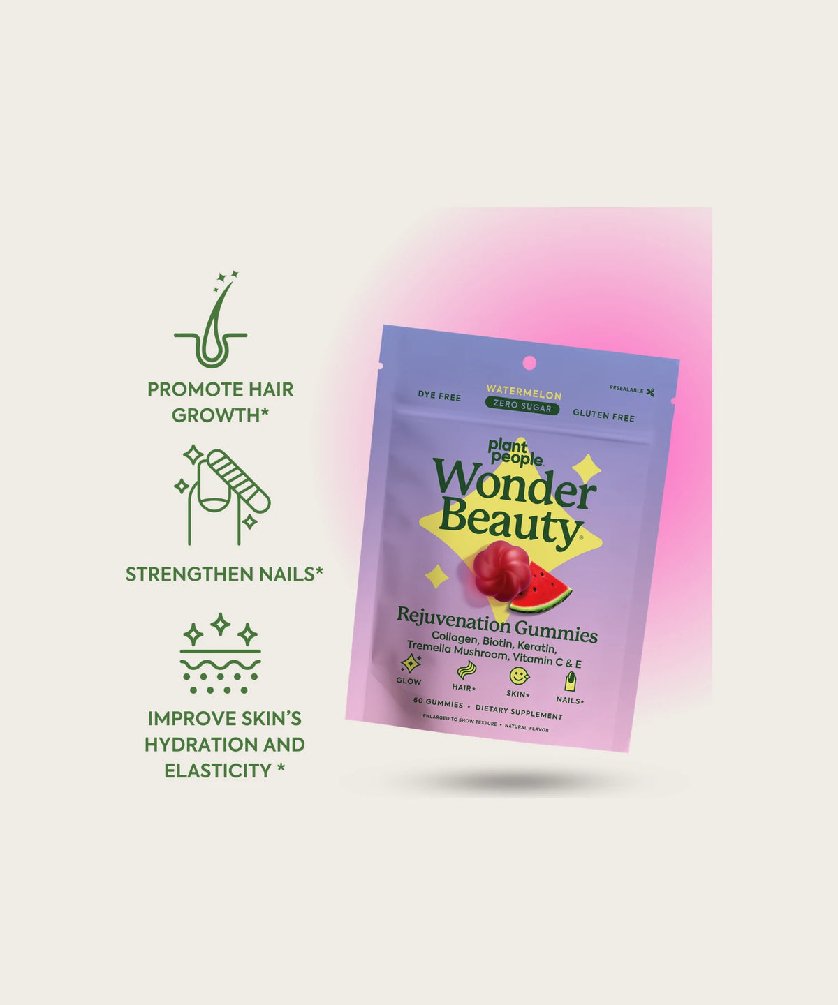 PLANT PEOPLE WonderBeauty Hair, Skin & Nails Beauty Gummies